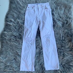 RE/DONE 70s Stove Pipe Jeans Women’s Sz 23 White HR Distressed 184-3WSTV27